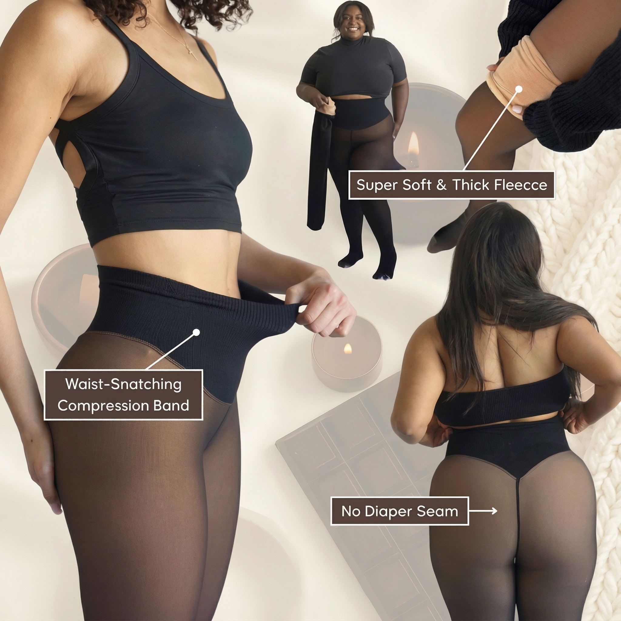 Snatched One-Seam Sheer Fleece Tights